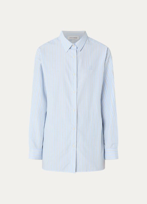 Sofie Schnoor Mercy oversized blouse met streepprint - voorkant 3 lichtblauw