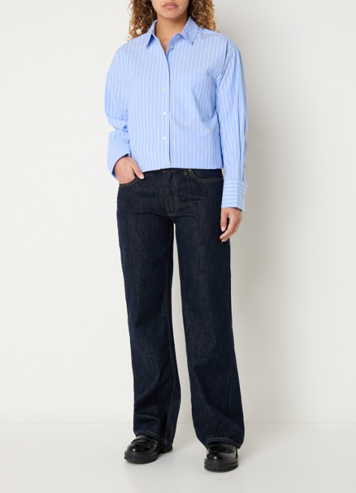 Sofie Schnoor Milanosw high waist straight leg jeans met donkere wassing - voorkant 5 indigo