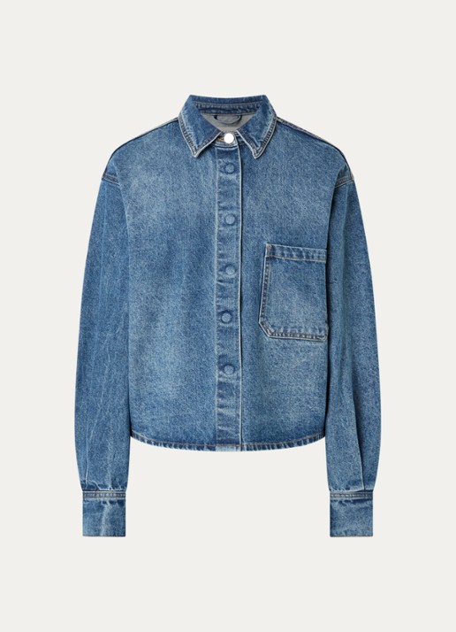 Sofie Schnoor Nashima overshirt van denim met borstzak - voorkant indigo