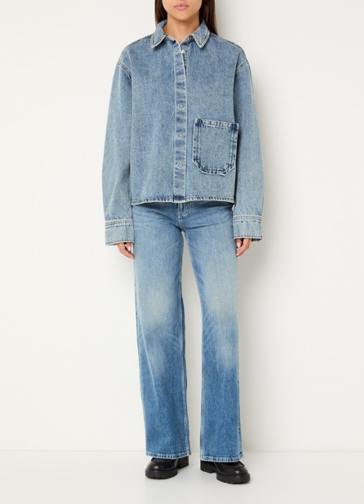 Sofie Schnoor Nashsw blouse van denim met backprint - voorkant 4 indigo