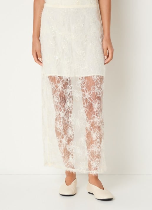 Sofie Schnoor Otaliasw semi-transparante maxi rok van mesh met pailletten en borduring
