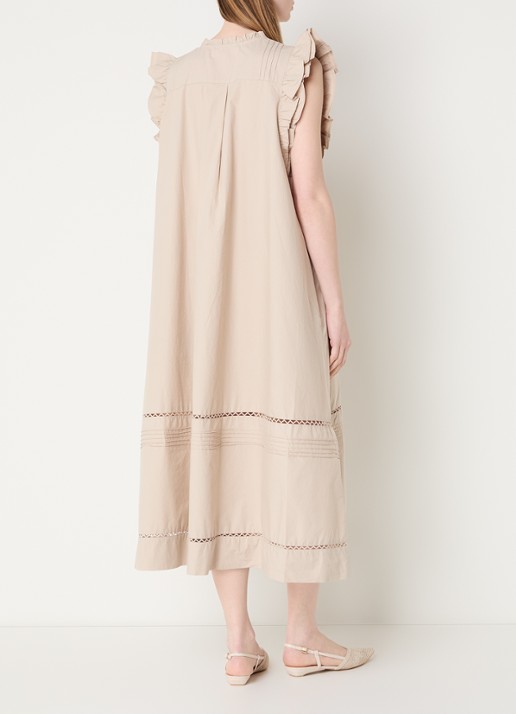 Sofie Schnoor Otania midi tuniekjurk met ruches en steekzakken - achterkant 2 beige