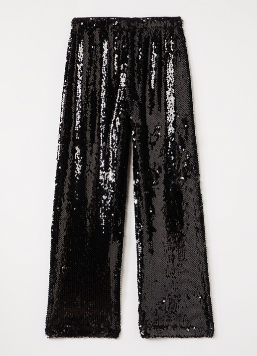Sofie Schnoor Otellisy loose fit broek met pailletten - voorkant 3 zwart