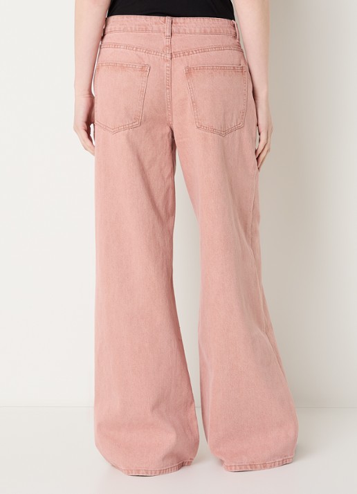Sofie Schnoor Ozzi high waist wide leg jeans met gekleurde wassing - achterkant roze