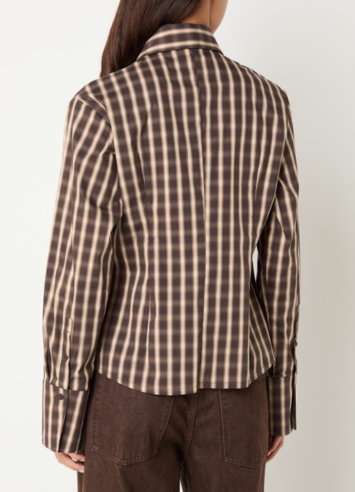 Sofie Schnoor Paige oversized blouse met ruitdessin - achterkant 4 bruin