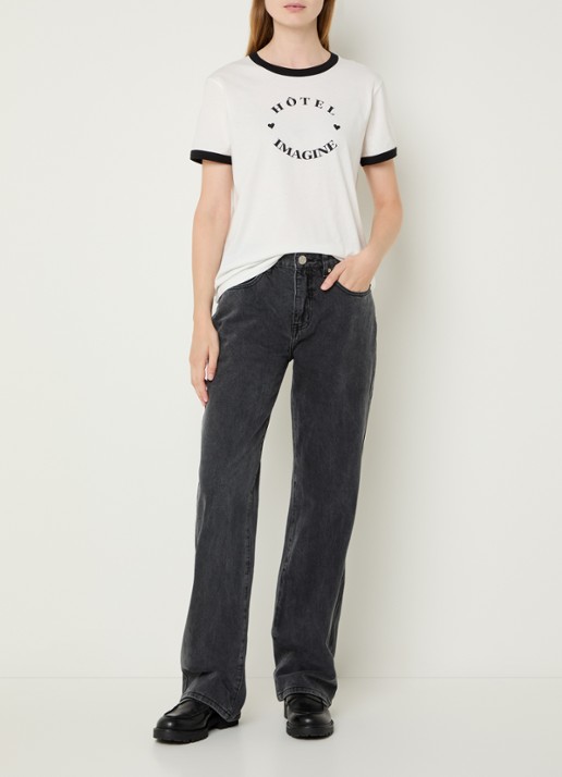 Sofie Schnoor Paris high waist loose fit jeans met steekzakken - voorkant 5 donkergrijs