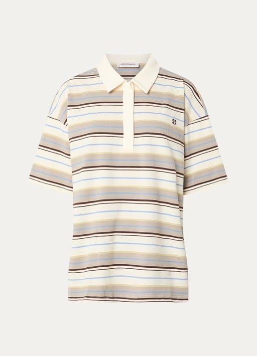 Sofie Schnoor Pil oversized T-shirt met streepprint - voorkant vanillegeel