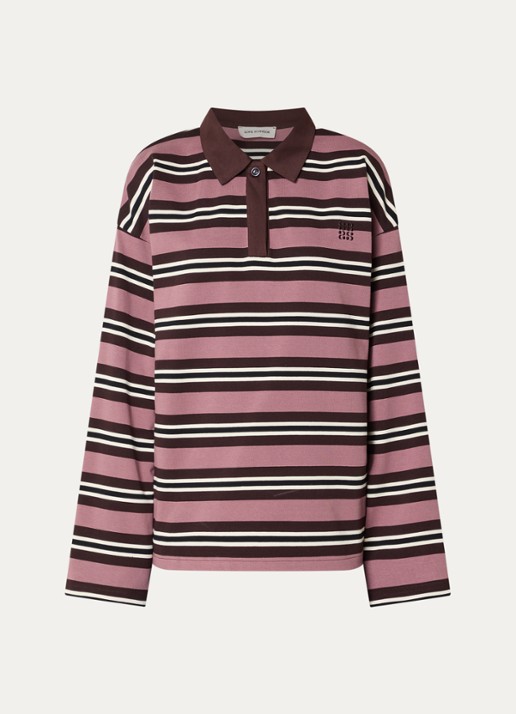 Sofie Schnoor Priasw polo met streepprint - voorkant 2 bruin