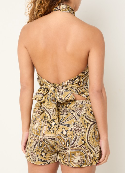 Sofie Schnoor Raesw haltertop met paisley dessin - achterkant 4 okergeel