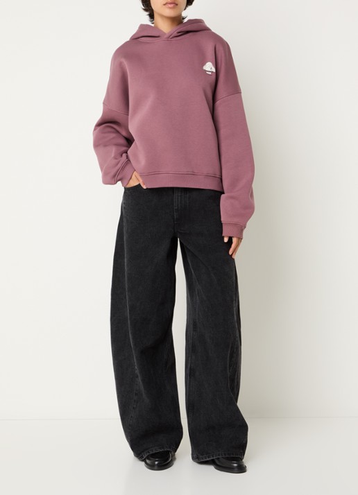 Sofie Schnoor Ranya hoodie met logo- en backprint - voorkant 2 taupe
