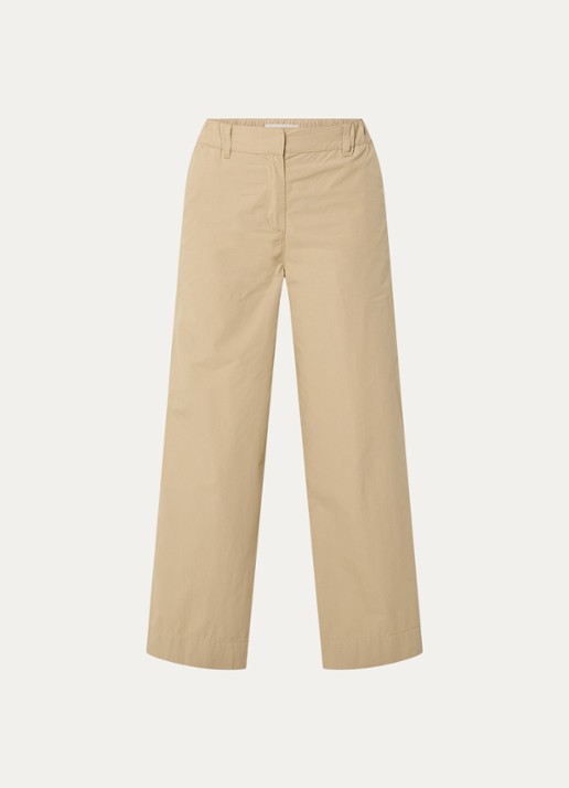 Sofie Schnoor Reine mid waist wide fit chino  - voorkant 2 zand