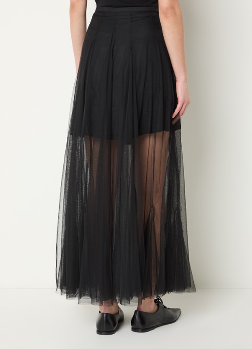 Sofie Schnoor Roasly semi-transparante maxi rok van mesh - achterkant 3 zwart