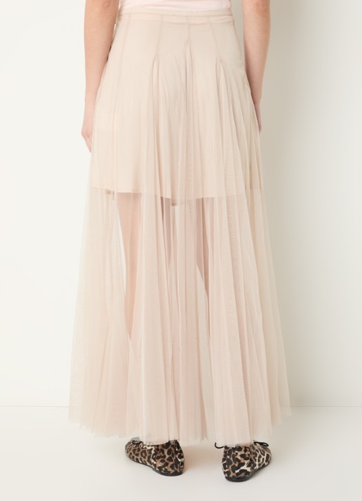Sofie Schnoor Roasly semi-transparante maxi rok van mesh - achterkant 4 zand