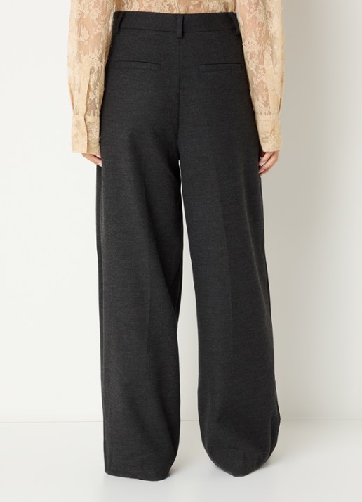 Sofie Schnoor Rosalinda high waist wide fit pantalon met steekzakken - achterkant donkergrijs