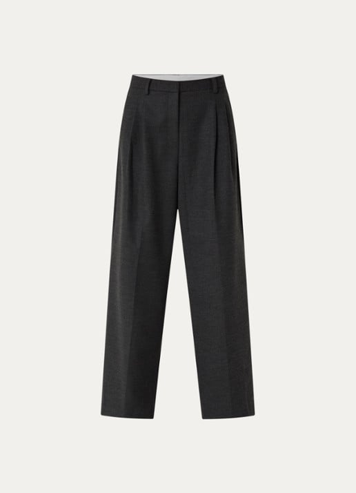 Sofie Schnoor Rosalinda high waist wide fit pantalon met steekzakken - voorkant 3 donkergrijs