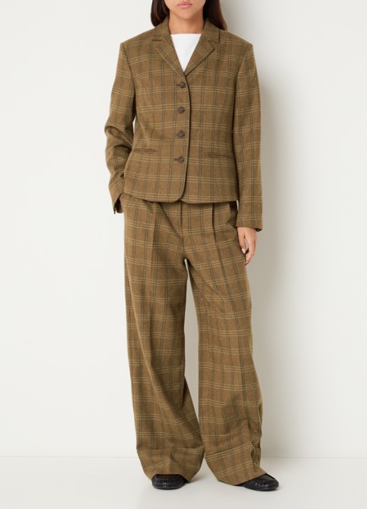 Sofie Schnoor Rosana high waist wide fit pantalon met steekzakken - voorkant 2 bruin