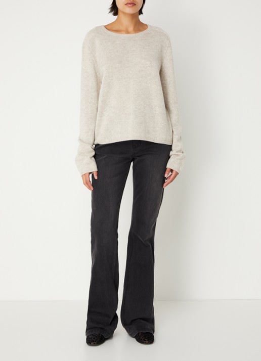 Sofie Schnoor Saya fijngebreide pullover met gemêleerd dessin - voorkant 3 beige