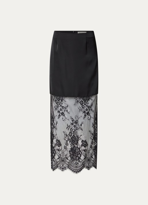 Sofie Schnoor Selenesw midi rok van kant - voorkant 2 zwart