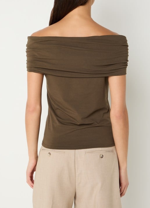 Sofie Schnoor Sinka off-shoulder top met stretch - achterkant 3 bronsgroen