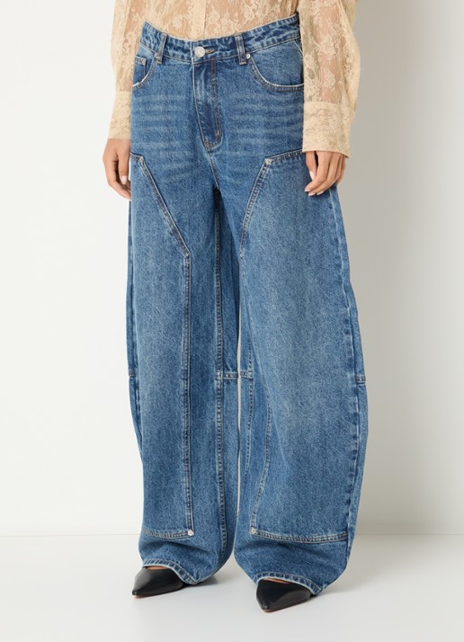 Sofie Schnoor Sonja high waist ballon fit jeans met medium wassing - detail 2 indigo
