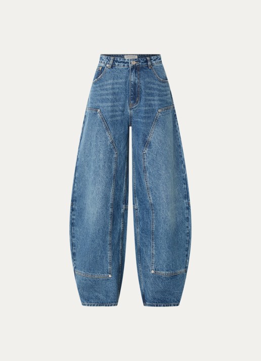 Sofie Schnoor Sonja high waist ballon fit jeans met medium wassing - voorkant 4 indigo