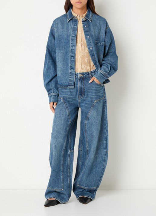 Sofie Schnoor Sonja high waist ballon fit jeans met medium wassing - voorkant 5 indigo