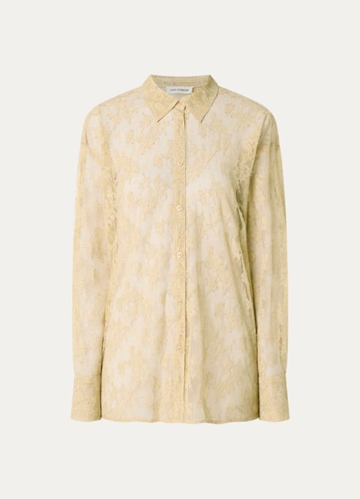 Sofie Schnoor Sylvine semi-transparante oversized blouse - voorkant 3 beige