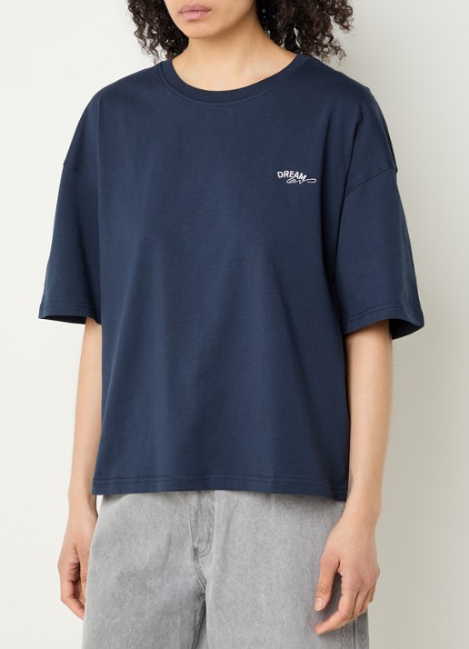 Sofie Schnoor T-shirt met logo- en backprint - achterkant 2 donkerblauw