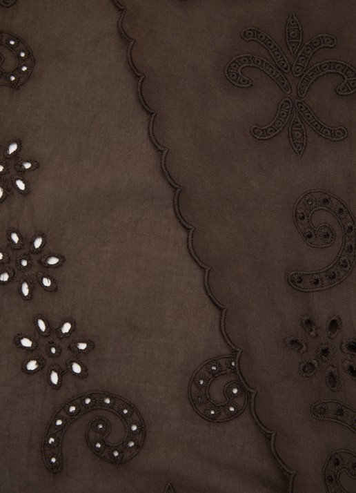 Sofie Schnoor Tea sjaal met broderie 110 x 30 cm  - detail 2 donkerbruin