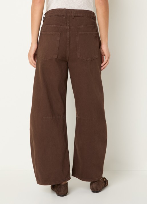 Sofie Schnoor Tomar high waist cropped wide leg jeans met gekleurde wassing - achterkant donkerbruin