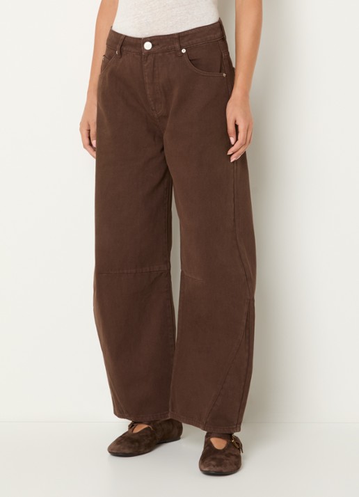 Sofie Schnoor Tomar high waist cropped wide leg jeans met gekleurde wassing - detail 2 donkerbruin