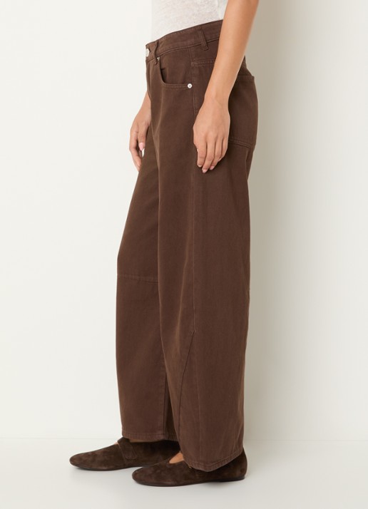 Sofie Schnoor Tomar high waist cropped wide leg jeans met gekleurde wassing - detail 3 donkerbruin