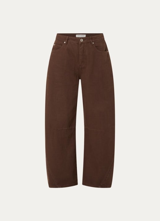 Sofie Schnoor Tomar high waist cropped wide leg jeans met gekleurde wassing - voorkant 4 donkerbruin