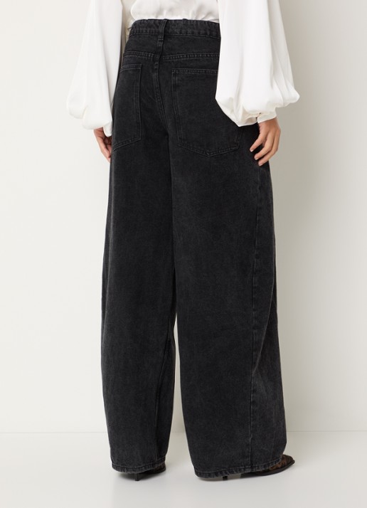 Sofie Schnoor Valorsw high waist wide leg jeans met gekleurde wassing - achterkant 5 antraciet
