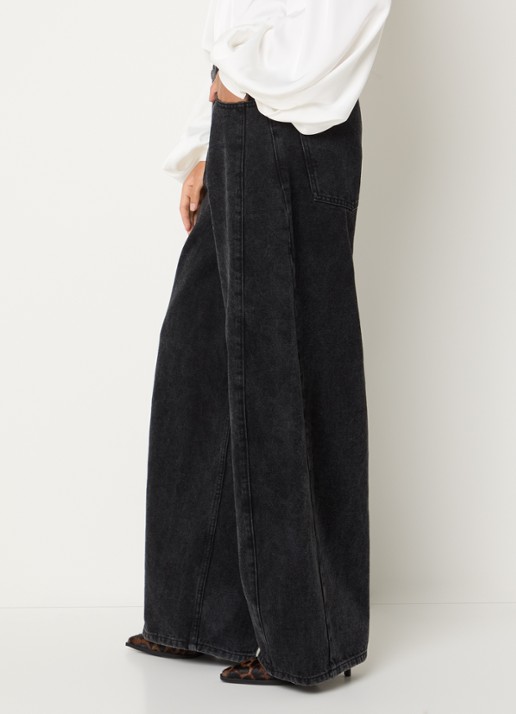 Sofie Schnoor Valorsw high waist wide leg jeans met gekleurde wassing - detail 2 antraciet