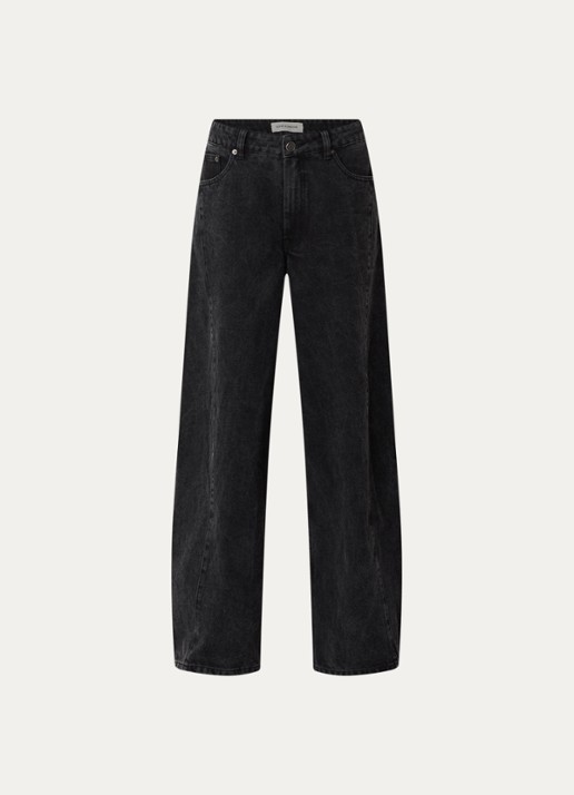 Sofie Schnoor Valorsw high waist wide leg jeans met gekleurde wassing - voorkant 3 antraciet