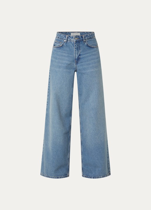 Sofie Schnoor Venicesw high waist wide leg jeans met gekleurde wassing - voorkant 3 indigo