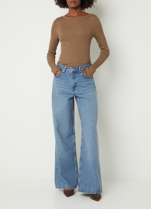 Sofie Schnoor Venicesw high waist wide leg jeans met gekleurde wassing - voorkant 4 indigo