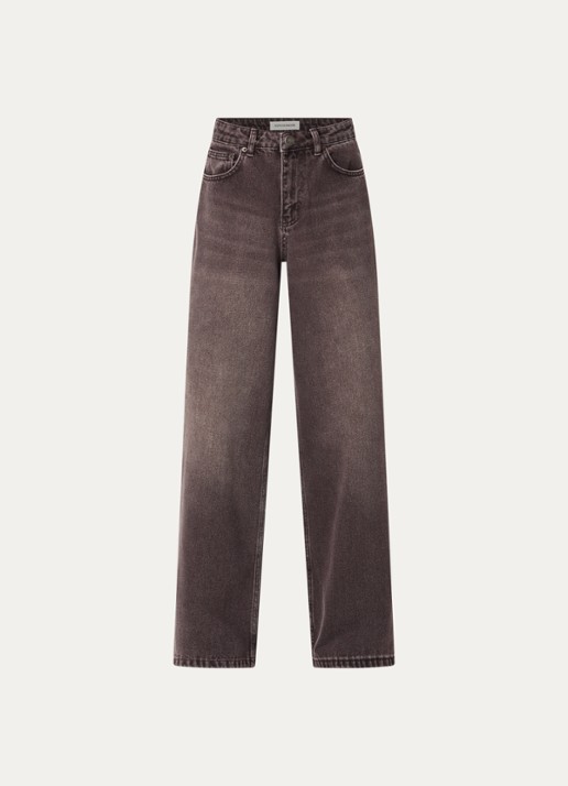Sofie Schnoor Venicesw high waist wide leg jeans met gekleurde wassing - voorkant 4 bruin