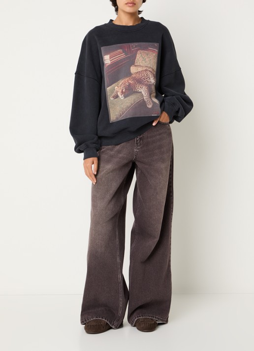 Sofie Schnoor Venicesw high waist wide leg jeans met gekleurde wassing - voorkant 5 bruin