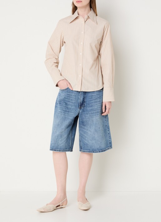 Sofie Schnoor Wilda blouse met streepprint - voorkant 4 lichtbruin