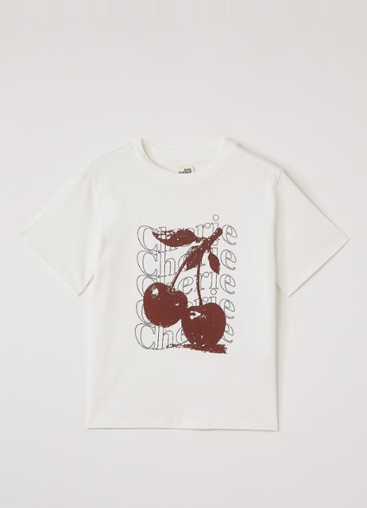 Sofie Schnoor Zena T-shirt met print - voorkant gebroken wit