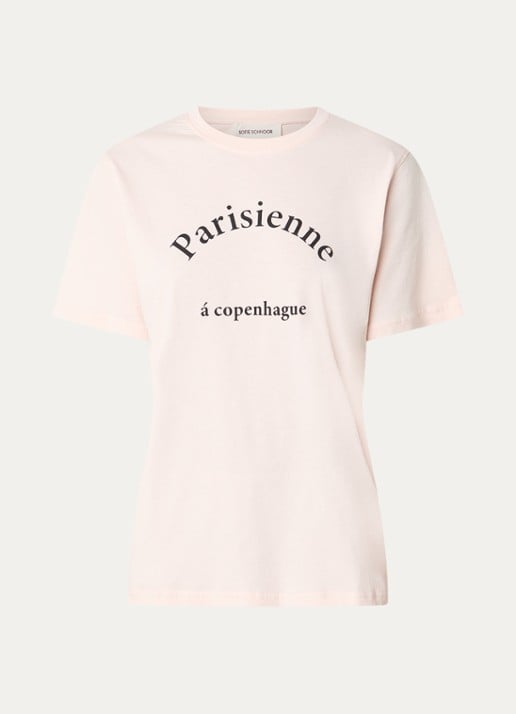 Sofie Schnoor Zena T-shirt met print - voorkant 3 zalmroze