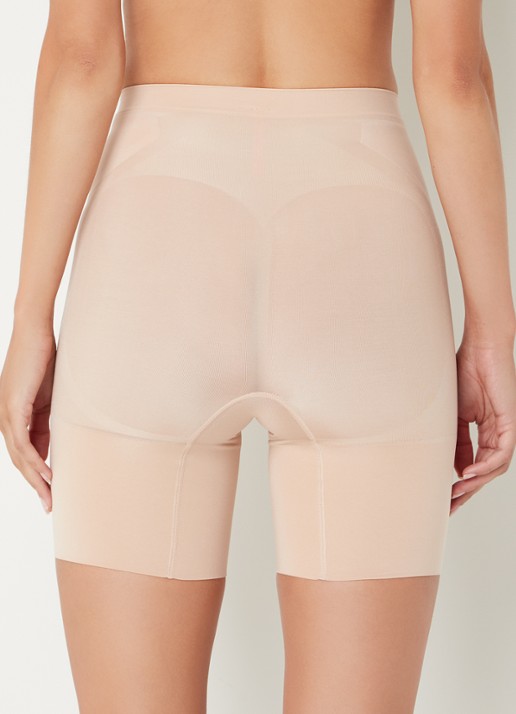 SPANX Oncore high waisted corrigerende short - achterkant 2 donkerbeige