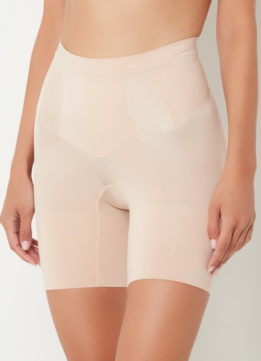 SPANX Oncore high waisted corrigerende short - detail 3 donkerbeige