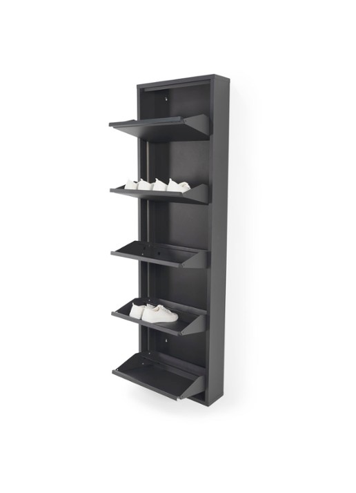 Spinder Billy 5 schoenenkast 169 x 50 cm - voorkant 5 zwart