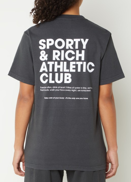 Sporty & Rich Exercise Often T-shirt met logo- en backprint  - detail 3 donkergrijs