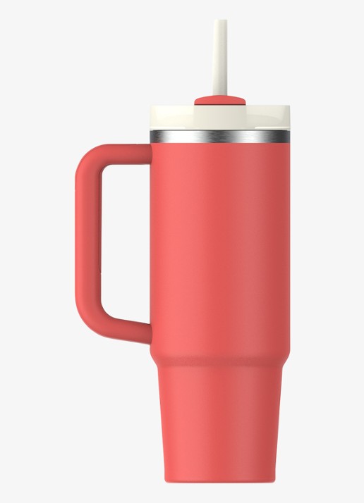 Stanley De Quencher® H2.O FlowState™ thermosfles 0,89 liter - achterkant 5 hot coral / koraalrood