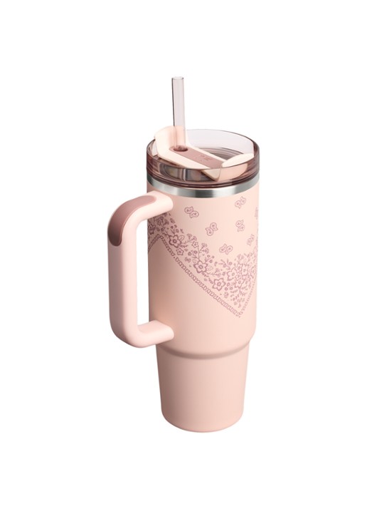Stanley De Quencher® H2.O FlowState™ thermosfles 0,89 liter - achterkant lichtroze