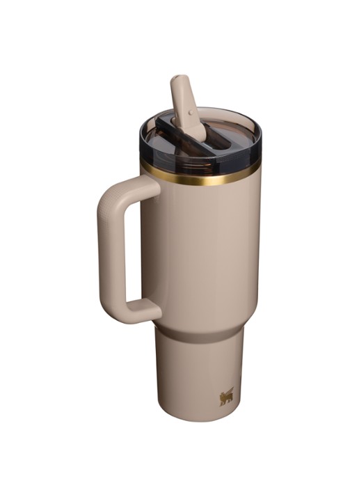 Stanley De Quencher ProTour Flip Straw thermosfles 1,18 liter - achterkant 2 zand